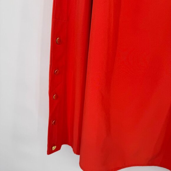 Chicos 3 Womens orange V-Neck keyhole Blouse gold Button long sleeve Size XL - Picture 3 of 16